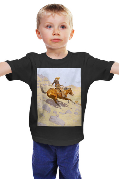 Заказать детскую футболку в Москве. Детская футболка классическая унисекс Ковбой (Фредерик Ремингтон) от trend - готовые дизайны и нанесение принтов.