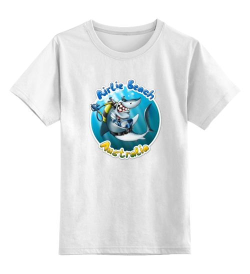 Заказать детскую футболку в Москве. Детская футболка классическая унисекс Акула с аквалангом от T-shirt print  - готовые дизайны и нанесение принтов.