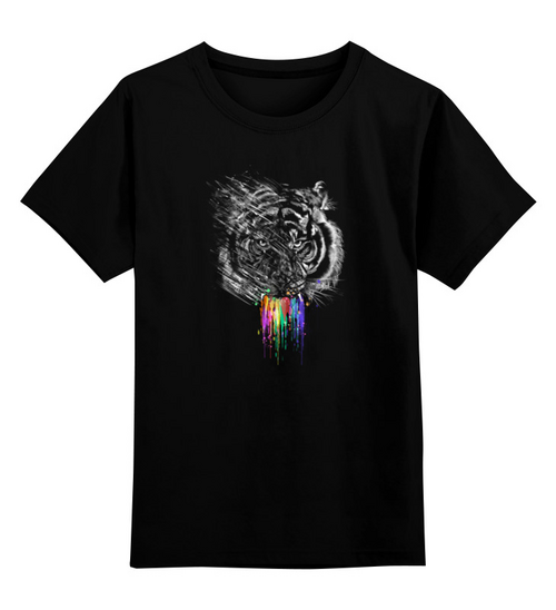 Заказать детскую футболку в Москве. Детская футболка классическая унисекс Радужный тигр от ISliM - готовые дизайны и нанесение принтов.