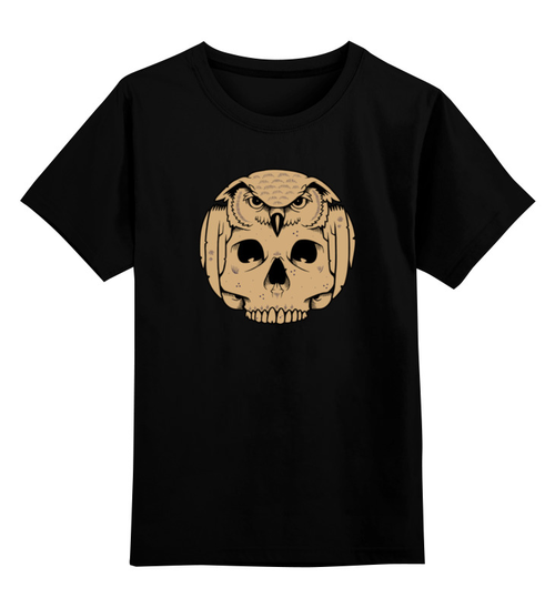 Заказать детскую футболку в Москве. Детская футболка классическая унисекс OWL Scull / сова и череп от crash - готовые дизайны и нанесение принтов.