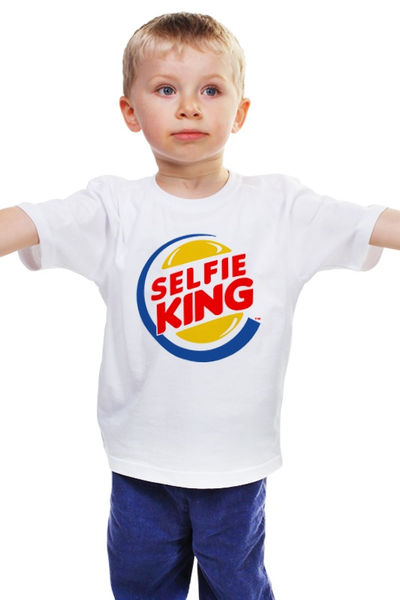 Заказать детскую футболку в Москве. Детская футболка классическая унисекс Король Селфи (Selfie King) от coolmag - готовые дизайны и нанесение принтов.