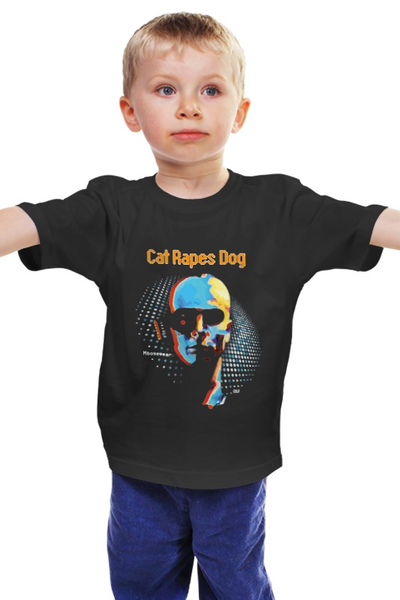 Заказать детскую футболку в Москве. Детская футболка классическая унисекс Cat Rapes Dog ‎\ Moosewear от OEX design - готовые дизайны и нанесение принтов.
