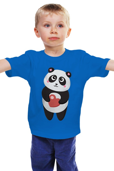Заказать детскую футболку в Москве. Детская футболка классическая унисекс Панда с сердечком от Ordwen - готовые дизайны и нанесение принтов.