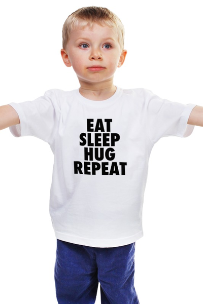 Заказать детскую футболку в Москве. Детская футболка классическая унисекс Ещь, спи, обнимайся! от trugift - готовые дизайны и нанесение принтов.