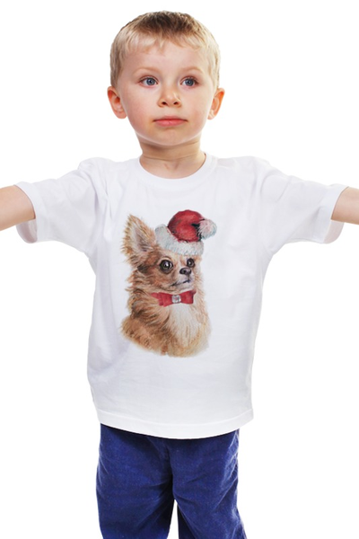 Заказать детскую футболку в Москве. Детская футболка классическая унисекс Новогодняя собачка от Julissa_limejuice - готовые дизайны и нанесение принтов.
