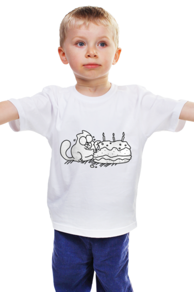 Заказать детскую футболку в Москве. Детская футболка классическая унисекс Simon's Cat #2 от shinko - готовые дизайны и нанесение принтов.