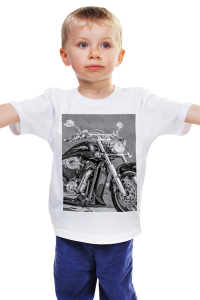 Заказать детскую футболку в Москве. Детская футболка классическая унисекс мотоцикл от NataKoch  - готовые дизайны и нанесение принтов.