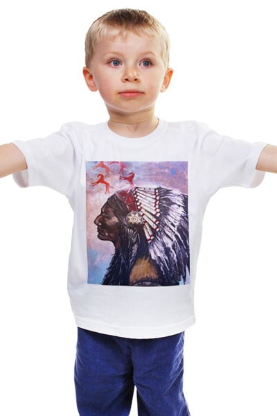 Заказать детскую футболку в Москве. Детская футболка классическая унисекс Индеец от Irena   - готовые дизайны и нанесение принтов.