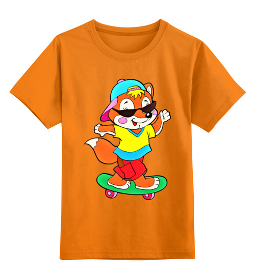 Заказать детскую футболку в Москве. Детская футболка классическая унисекс Лисичка на скейте от T-shirt print  - готовые дизайны и нанесение принтов.
