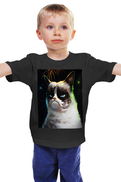 Заказать детскую футболку в Москве. Детская футболка классическая унисекс Грустный кот от THE_NISE  - готовые дизайны и нанесение принтов.