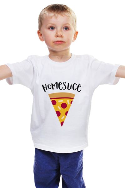 Заказать детскую футболку в Москве. Детская футболка классическая унисекс Кусочек пиццы от Romanova - готовые дизайны и нанесение принтов.