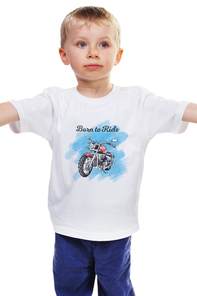 Заказать детскую футболку в Москве. Детская футболка классическая унисекс Born to Ride от BeliySlon - готовые дизайны и нанесение принтов.