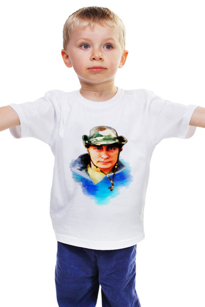 Заказать детскую футболку в Москве. Детская футболка классическая унисекс Путин от THE_NISE  - готовые дизайны и нанесение принтов.