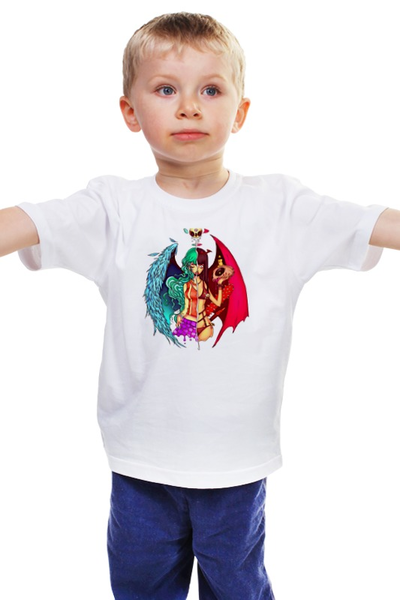 Заказать детскую футболку в Москве. Детская футболка классическая унисекс Ангел и Демон от balden - готовые дизайны и нанесение принтов.
