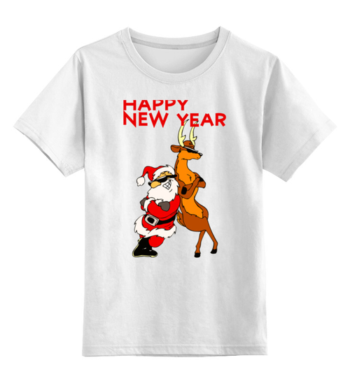 Заказать детскую футболку в Москве. Детская футболка классическая унисекс Happy New Year от Leichenwagen - готовые дизайны и нанесение принтов.
