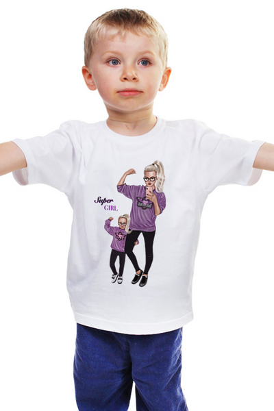 Заказать детскую футболку в Москве. Детская футболка классическая унисекс Super Girl 💕 от @kristy_art_k  - готовые дизайны и нанесение принтов.