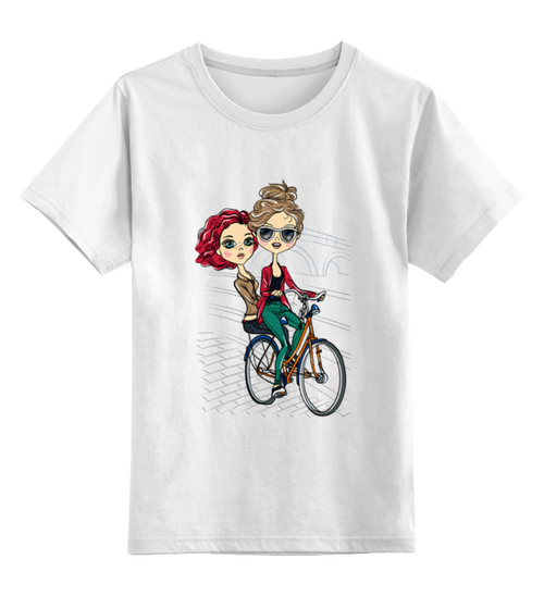 Заказать детскую футболку в Москве. Детская футболка классическая унисекс Велосипедистки от ПРИНТЫ ПЕЧАТЬ  - готовые дизайны и нанесение принтов.
