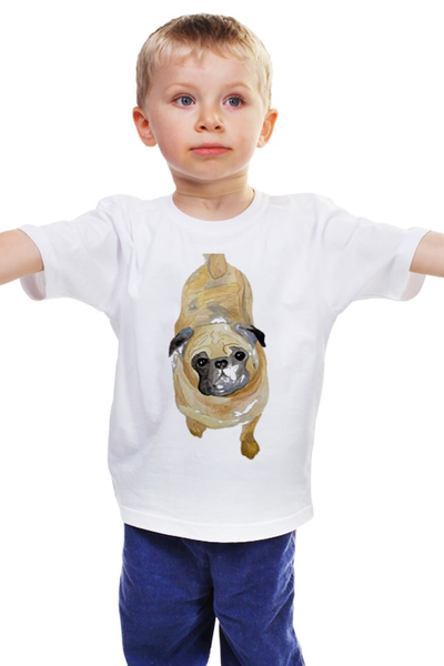Заказать детскую футболку в Москве. Детская футболка классическая унисекс Нарисованный мопс от PUGGYSHOP - готовые дизайны и нанесение принтов.