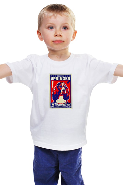 Заказать детскую футболку в Москве. Детская футболка классическая унисекс Собака: SPRINGER SPANIEL от Виктор Гришин - готовые дизайны и нанесение принтов.