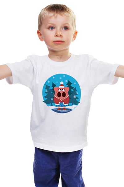 Заказать детскую футболку в Москве. Детская футболка классическая унисекс свинка фигуристка от надежда печникова - готовые дизайны и нанесение принтов.