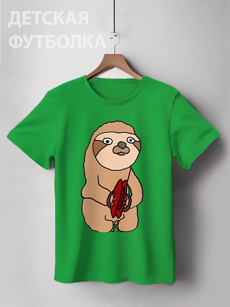 Заказать детскую футболку в Москве. Детская футболка классическая унисекс Ленивец - музыкант от Romanova - готовые дизайны и нанесение принтов.