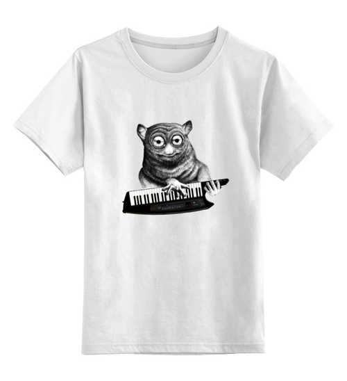 Заказать детскую футболку в Москве. Детская футболка классическая унисекс Лемур с синтезатором от Don Bu - готовые дизайны и нанесение принтов.