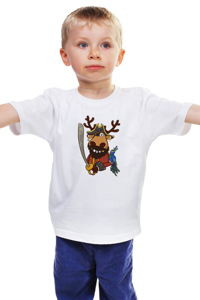 Заказать детскую футболку в Москве. Детская футболка классическая унисекс Подслушано принт Олень пират от Подслушано - готовые дизайны и нанесение принтов.