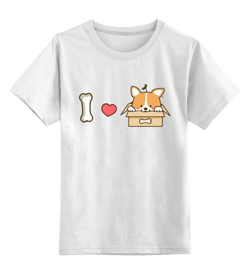 Заказать детскую футболку в Москве. Детская футболка классическая унисекс Я Люблю Корги от MariYang  - готовые дизайны и нанесение принтов.