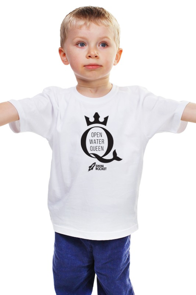Заказать детскую футболку в Москве. Детская футболка классическая унисекс Open Water Queen от Swimrocket - школа плавания - готовые дизайны и нанесение принтов.