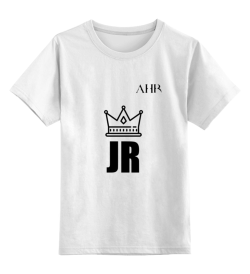 Заказать детскую футболку в Москве. Детская футболка классическая унисекс JR x AHR от Коля Русанов - готовые дизайны и нанесение принтов.