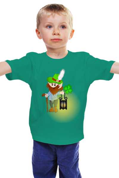 Заказать детскую футболку в Москве. Детская футболка классическая унисекс Лепрекон с фонарем и волшебный клевер от p_i_r_a_n_y_a  - готовые дизайны и нанесение принтов.