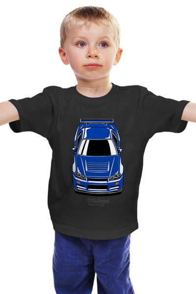 Заказать детскую футболку в Москве. Детская футболка классическая унисекс Skyline R34 от Oleg Markaryan - готовые дизайны и нанесение принтов.