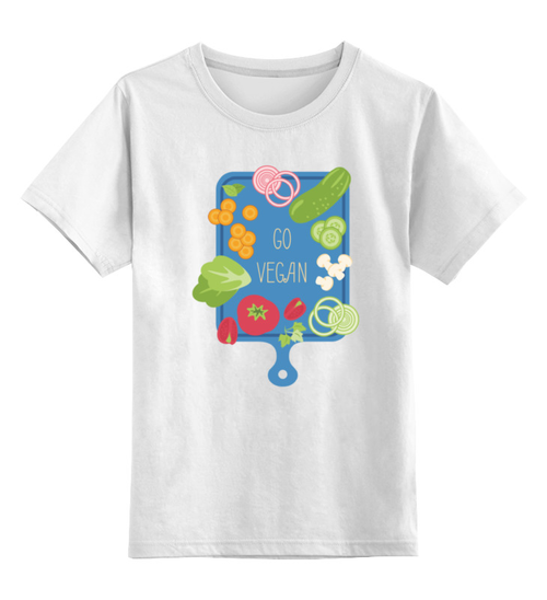 Заказать детскую футболку в Москве. Детская футболка классическая унисекс Go vegan от catification - готовые дизайны и нанесение принтов.