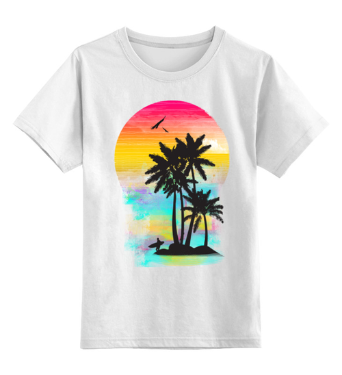 Заказать детскую футболку в Москве. Детская футболка классическая унисекс Cолнечный пляж от printik - готовые дизайны и нанесение принтов.