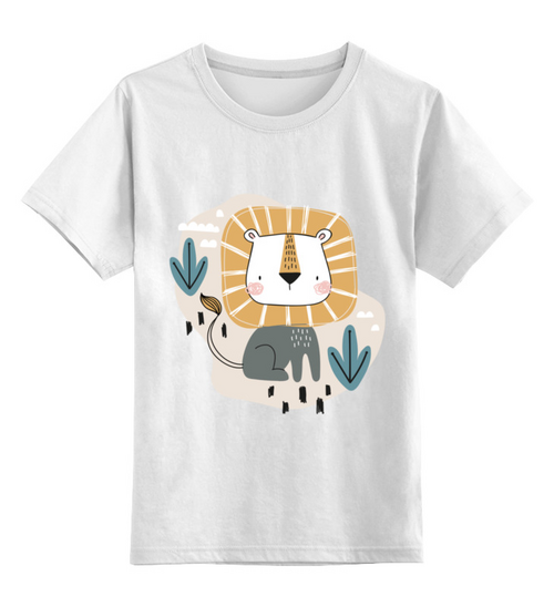Заказать детскую футболку в Москве. Детская футболка классическая унисекс Задумчивый лев от printeriumstore@gmail.com - готовые дизайны и нанесение принтов.