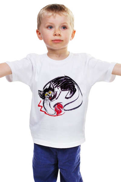 Заказать детскую футболку в Москве. Детская футболка классическая унисекс Кот  Caprediem от Alex Vulgarix - готовые дизайны и нанесение принтов.