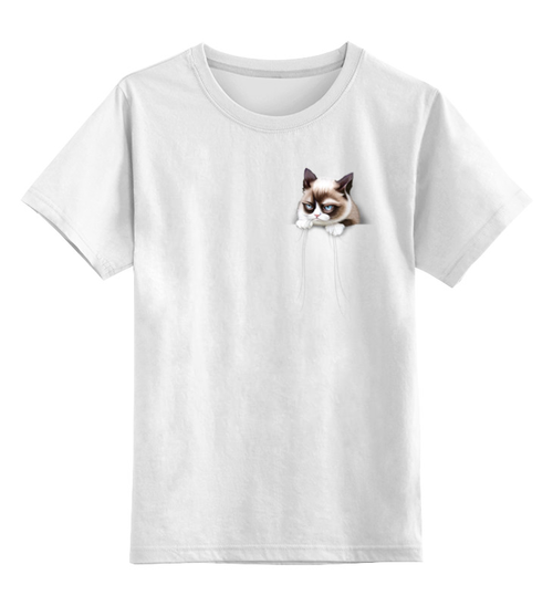 Заказать детскую футболку в Москве. Детская футболка классическая унисекс Кот в кармане от Xieros - готовые дизайны и нанесение принтов.