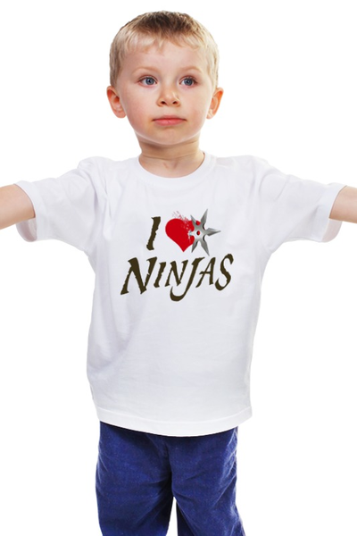 Заказать детскую футболку в Москве. Детская футболка классическая унисекс I love ninjas от Leichenwagen - готовые дизайны и нанесение принтов.