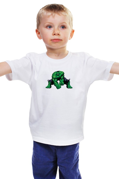 Заказать детскую футболку в Москве. Детская футболка классическая унисекс невероятный халк от Евгений Бобров - готовые дизайны и нанесение принтов.