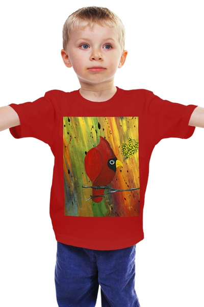 Заказать детскую футболку в Москве. Детская футболка классическая унисекс На ветке с мимозой от Владимир - готовые дизайны и нанесение принтов.