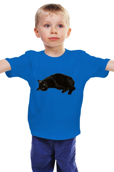 Заказать детскую футболку в Москве. Детская футболка классическая унисекс кот на отдыхе   от cherdantcev - готовые дизайны и нанесение принтов.