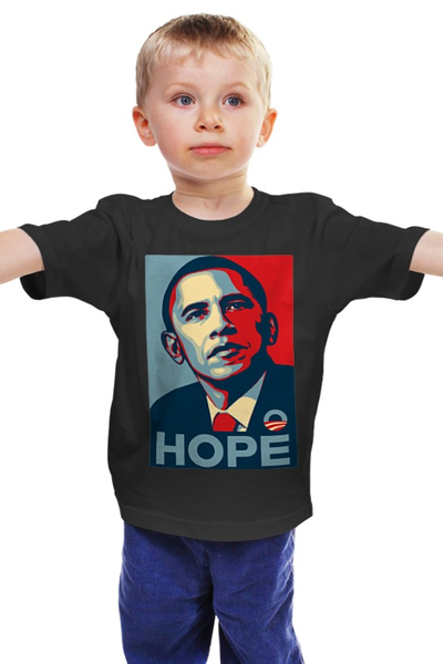 Заказать детскую футболку в Москве. Детская футболка классическая унисекс Обама Hope от denis01001 - готовые дизайны и нанесение принтов.