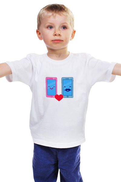 Заказать детскую футболку в Москве. Детская футболка классическая унисекс телефоны влюблены от Марина Кольцова - готовые дизайны и нанесение принтов.