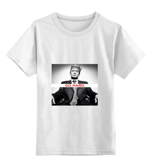 Заказать детскую футболку в Москве. Детская футболка классическая унисекс Путин - GO HARD от clown - готовые дизайны и нанесение принтов.