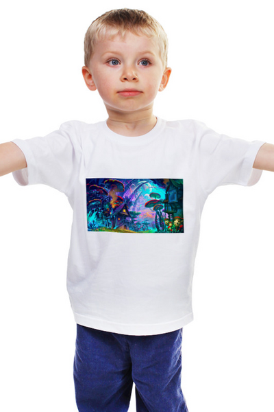 Заказать детскую футболку в Москве. Детская футболка классическая унисекс Планета грибов от Елена  - готовые дизайны и нанесение принтов.