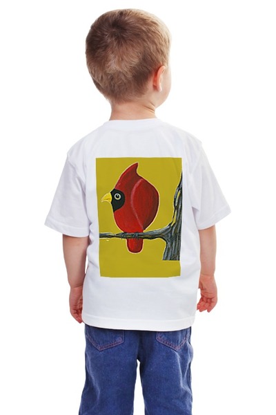 Заказать детскую футболку в Москве. Детская футболка классическая унисекс Птицы кардиналы с мимозой от Владимир - готовые дизайны и нанесение принтов.