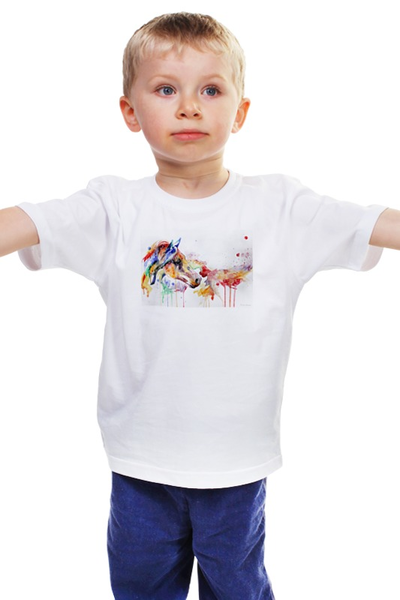 Заказать детскую футболку в Москве. Детская футболка классическая унисекс Лошадь  от Picasso - готовые дизайны и нанесение принтов.