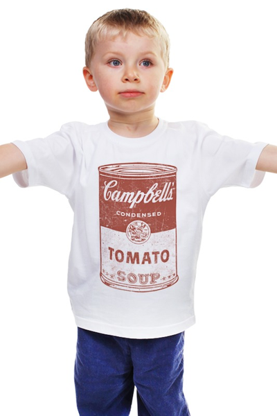 Заказать детскую футболку в Москве. Детская футболка классическая унисекс Банка с супом Кэмпбелл от geekbox - готовые дизайны и нанесение принтов.
