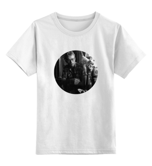 Заказать детскую футболку в Москве. Детская футболка классическая унисекс Джеймс Дин James Dean с котом от James Dean - готовые дизайны и нанесение принтов.