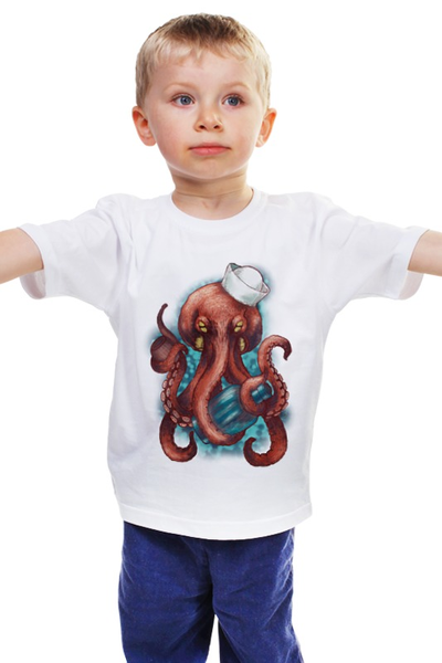 Заказать детскую футболку в Москве. Детская футболка классическая унисекс Осьминог Вилли от Jack Finch - готовые дизайны и нанесение принтов.